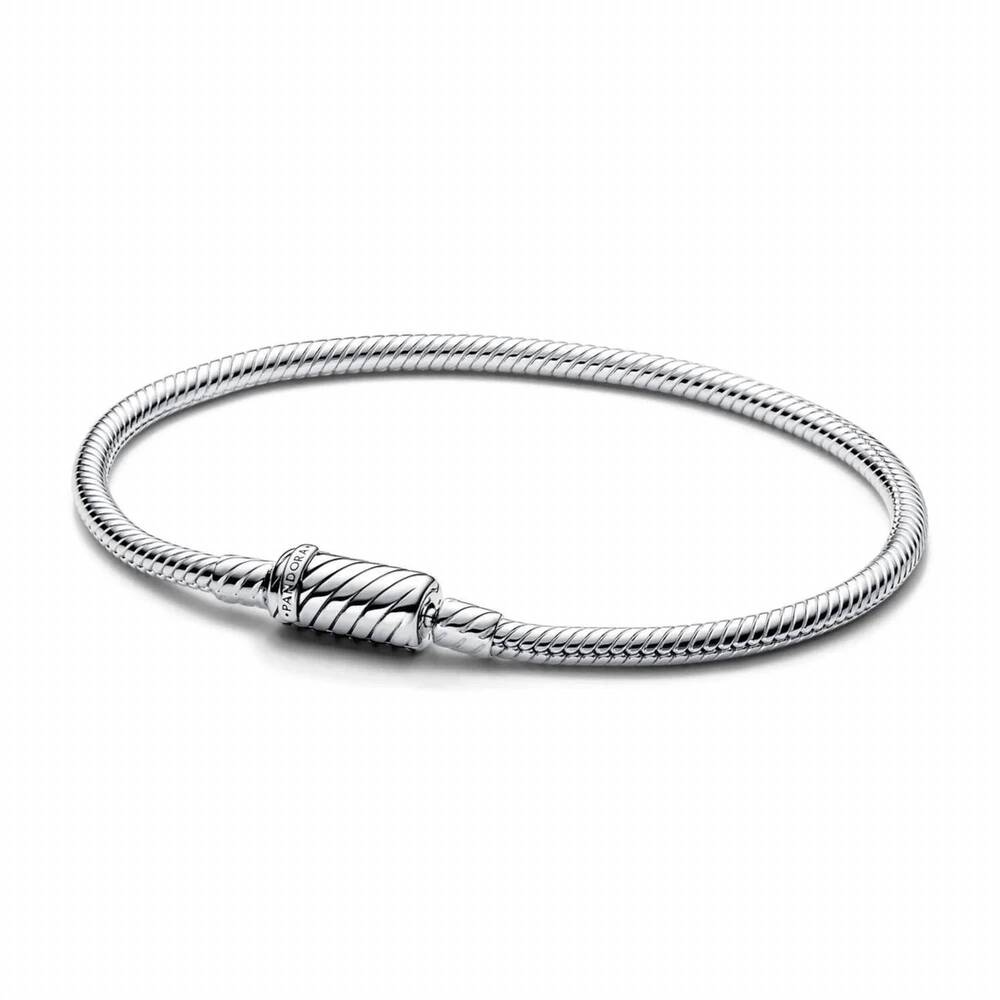 NEW PANDORA women's easy-close magnetic clasp snake chain bracelet in silver